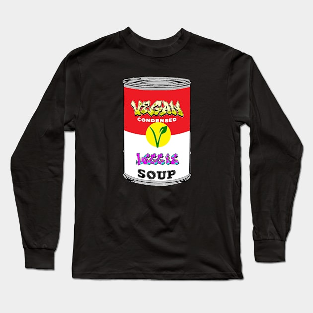 Vegan Pop Art Soup by LowEndGraphics Long Sleeve T-Shirt by LowEndGraphics